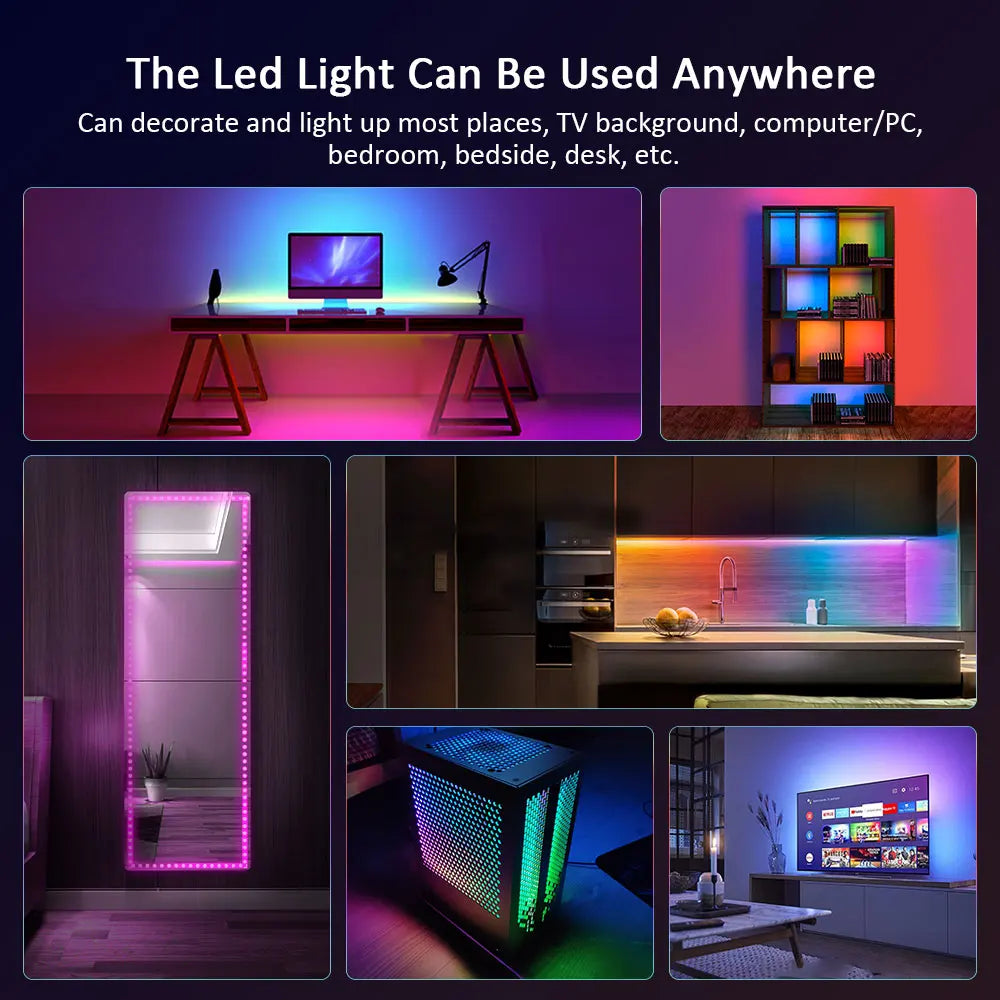 Tira de luces LED RGB 3535, 5 V, 1 m-30 m, 16 millones de colores, RGB, iluminación de tira LED con sincronización musical, cambio de color para fiestas en casa.