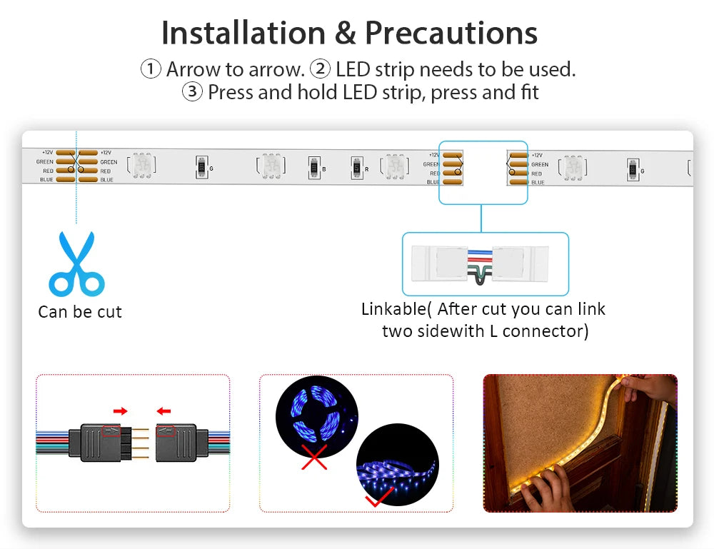 Tira de luces LED RGB 3535, 5 V, 1 m-30 m, 16 millones de colores, RGB, iluminación de tira LED con sincronización musical, cambio de color para fiestas en casa.