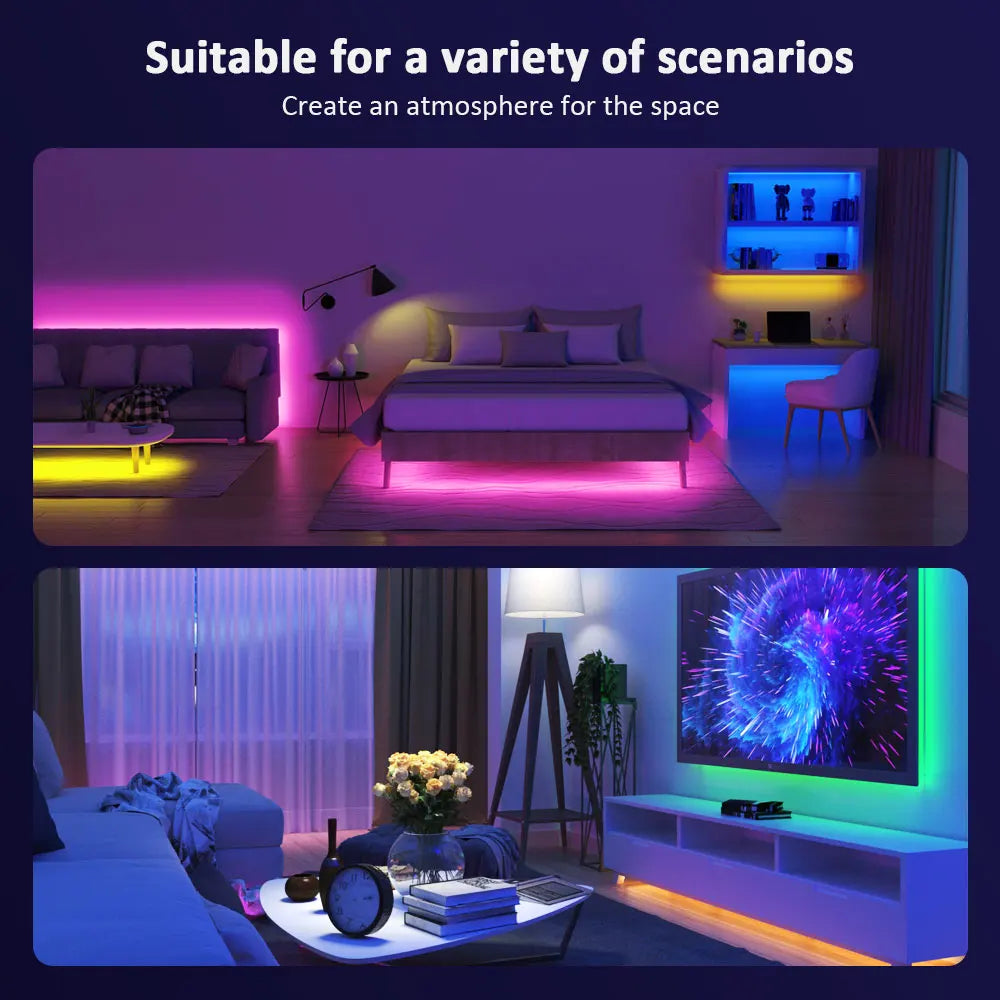 Tira de luces LED RGB 3535, 5 V, 1 m-30 m, 16 millones de colores, RGB, iluminación de tira LED con sincronización musical, cambio de color para fiestas en casa.