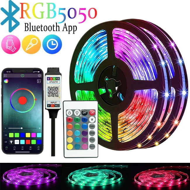 Tira de luces LED RGB 3535, 5 V, 1 m-30 m, 16 millones de colores, RGB, iluminación de tira LED con sincronización musical, cambio de color para fiestas en casa.