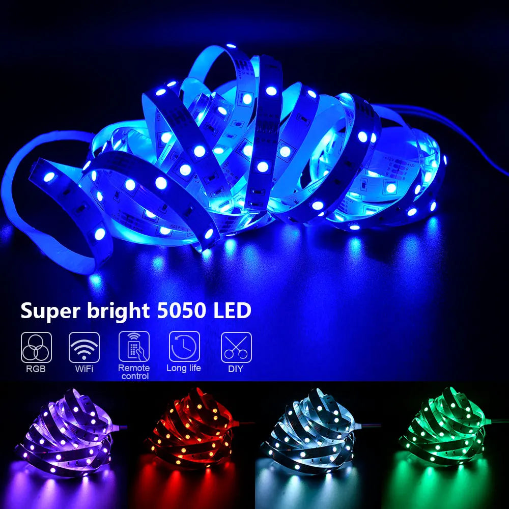 Tira de luces LED RGB 3535, 5 V, 1 m-30 m, 16 millones de colores, RGB, iluminación de tira LED con sincronización musical, cambio de color para fiestas en casa.