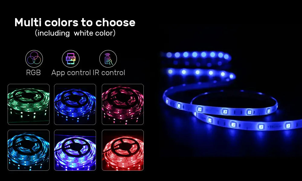 Tira de luces LED RGB 3535, 5 V, 1 m-30 m, 16 millones de colores, RGB, iluminación de tira LED con sincronización musical, cambio de color para fiestas en casa.