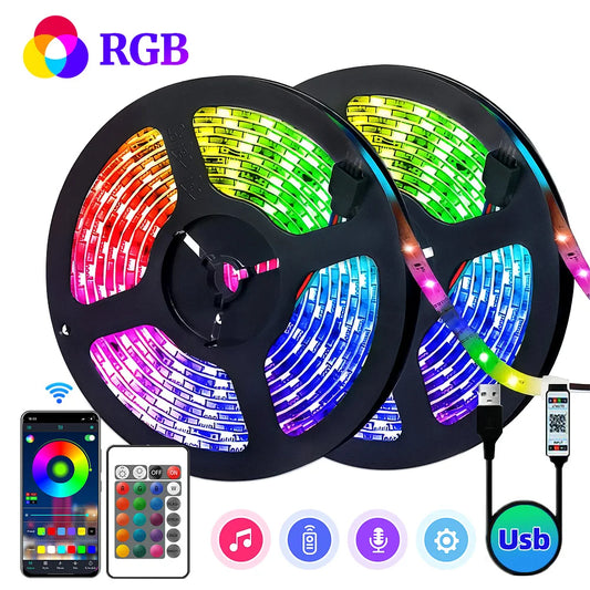 Tira de luces LED RGB 3535, 5 V, 1 m-30 m, 16 millones de colores, RGB, iluminación de tira LED con sincronización musical, cambio de color para fiestas en casa.