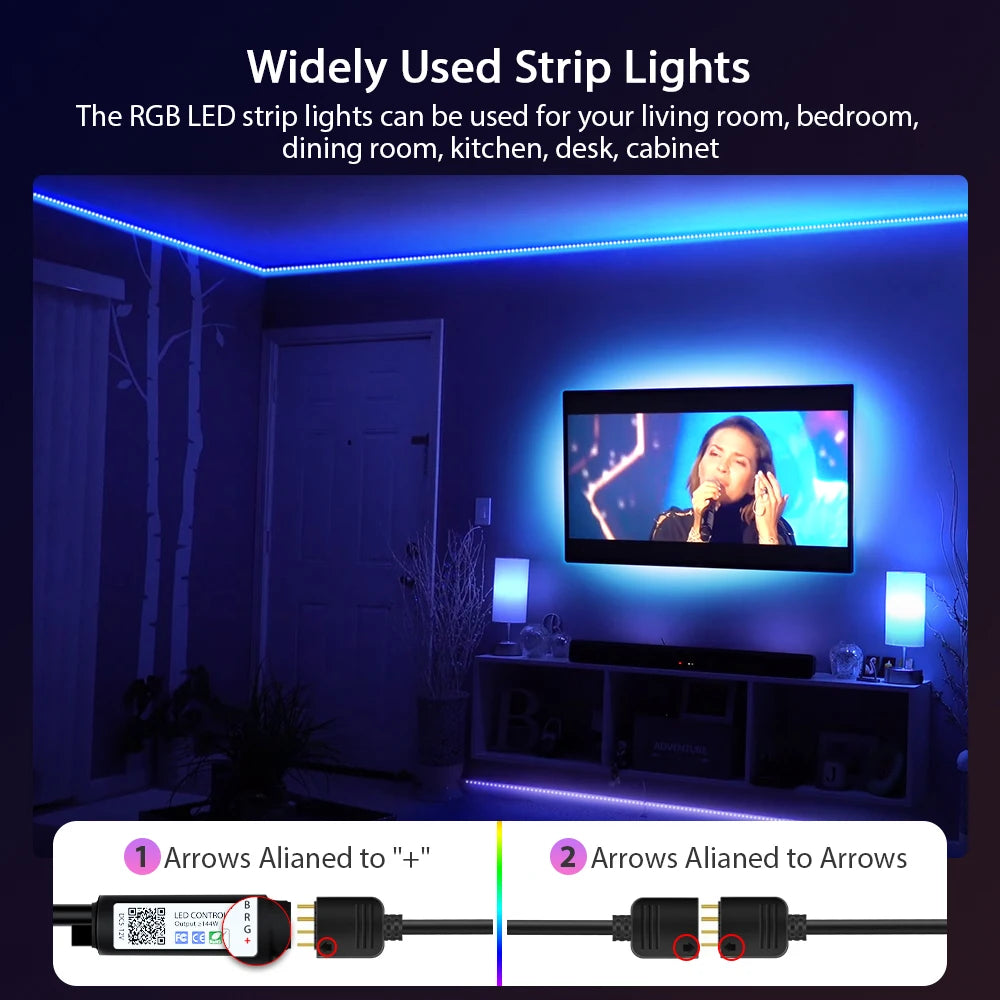 Tira de luces LED RGB 3535, 5 V, 1 m-30 m, 16 millones de colores, RGB, iluminación de tira LED con sincronización musical, cambio de color para fiestas en casa.