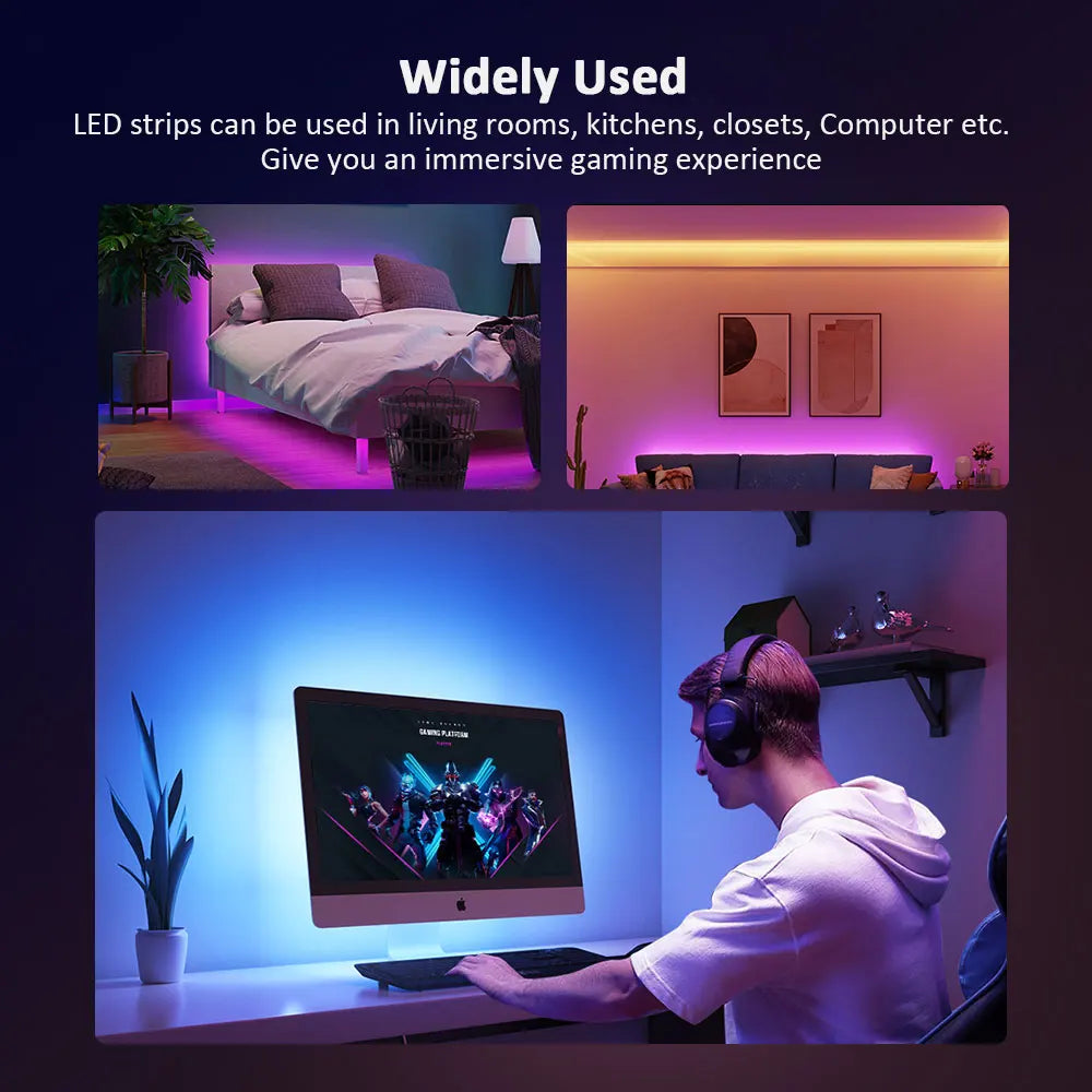 Tira de luces LED RGB 3535, 5 V, 1 m-30 m, 16 millones de colores, RGB, iluminación de tira LED con sincronización musical, cambio de color para fiestas en casa.