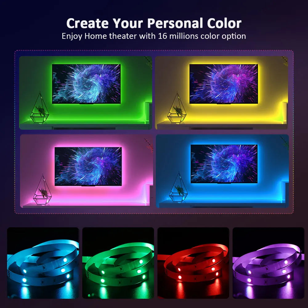 Tira de luces LED RGB 3535, 5 V, 1 m-30 m, 16 millones de colores, RGB, iluminación de tira LED con sincronización musical, cambio de color para fiestas en casa.