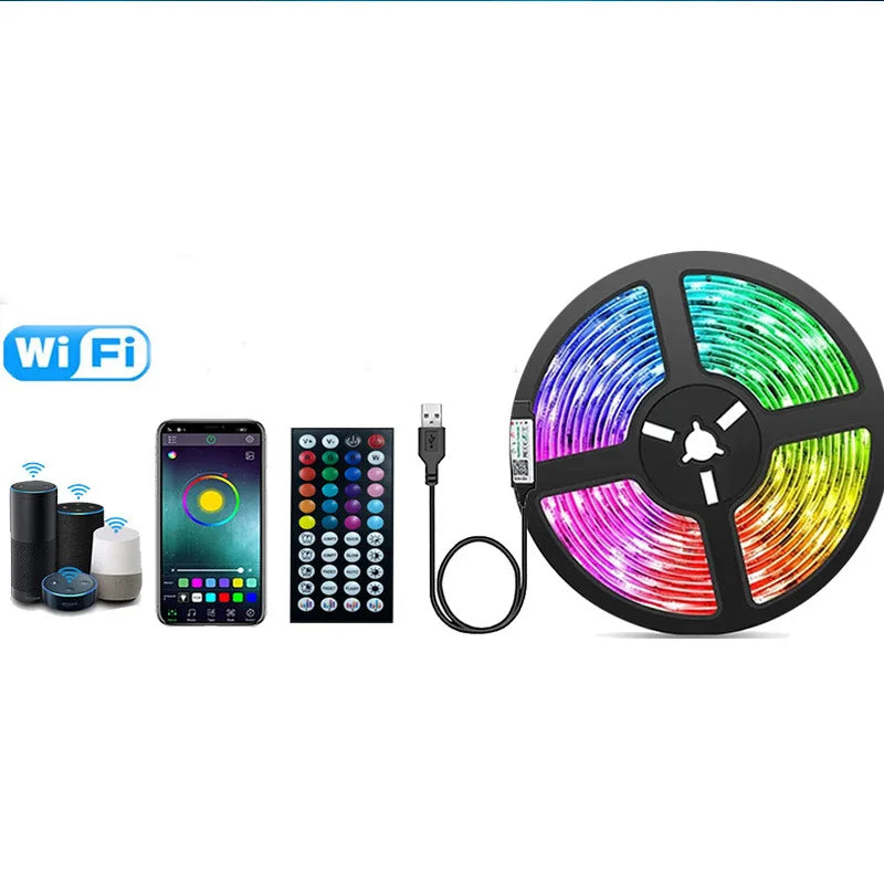 Tira de luces LED RGB 3535, 5 V, 1 m-30 m, 16 millones de colores, RGB, iluminación de tira LED con sincronización musical, cambio de color para fiestas en casa.