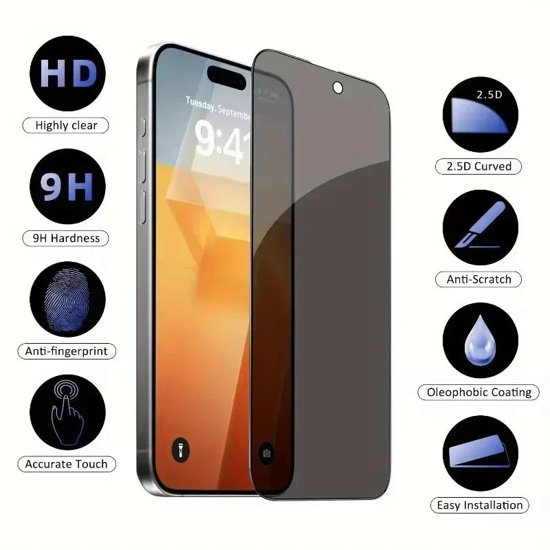 5Pcs Protector de pantalla de privacidad ANTI ESPIA para iPhone 16 11 12 13 14 Pro Max Mini 8K  iPhone 15 PRO XR X XS MAX