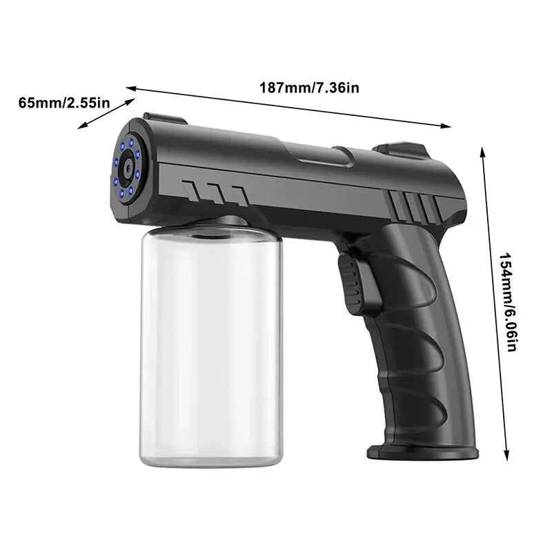 Pistola desinfectante con vaporizador de luz azul nano USB de 280 ml, nuevo estilo, inalámbrica, eléctrica, para barbería y jardín.